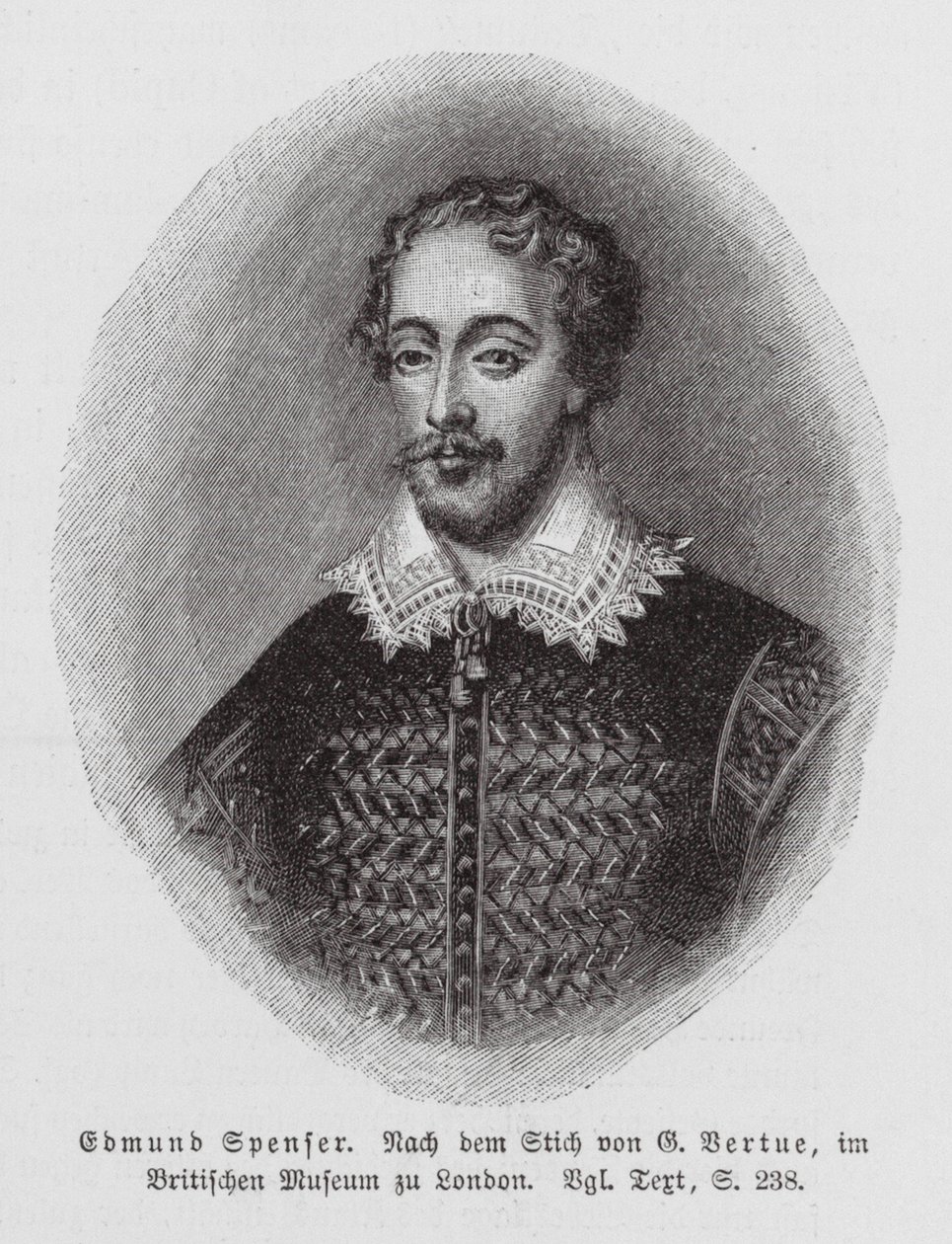 Edmund Spenser, engelsk poet (gravyr) av George (after) Vertue