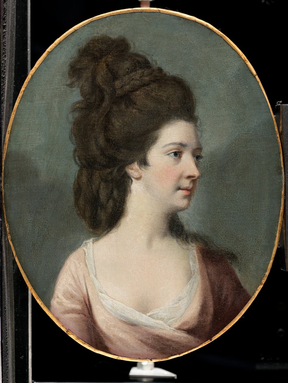 Miss La Touche (olja på duk) av George (circle of) Romney