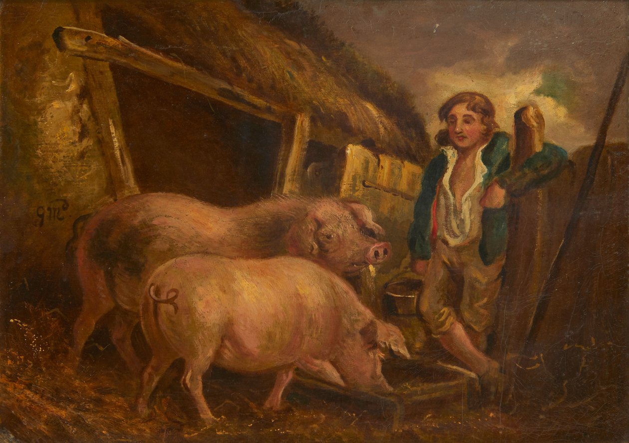 Sköta prisgrisarna (olja ombord) av George (follower of) Morland