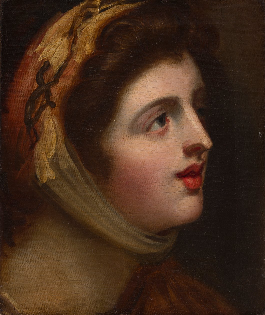 Emma Hamilton som Sensibility (olja på duk) av George (studio of) Romney