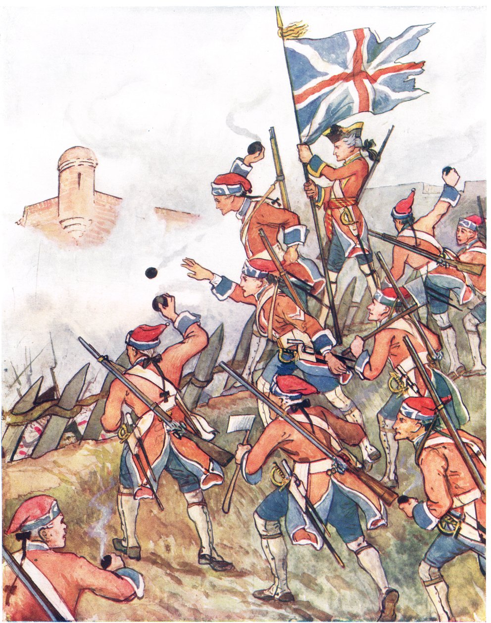 The British Grenadiers, illustration från "A Picture Song Book", 1910 av George, 9th Earl of Carlisle Howard
