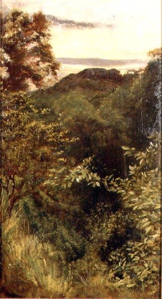 The Glen, Naworth, Cumbria (olja på panel) av George 9th Earl of Carlisle Howard