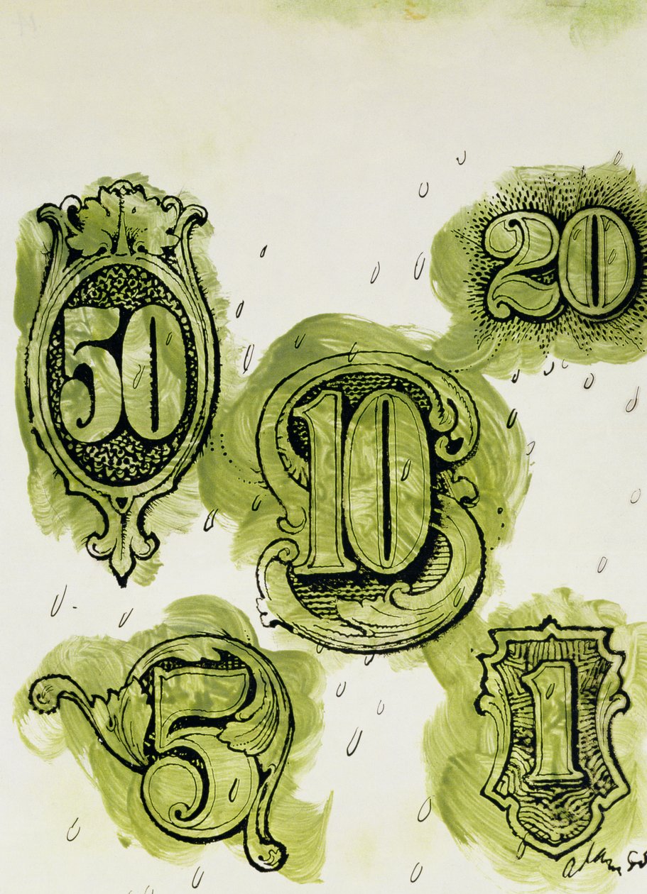 Dollars (bläck & wc på papper) av George Adamson