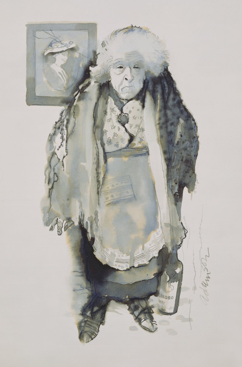 Margaret: De borde göra något, 1969 (penna och tvätta ombord) av George Adamson