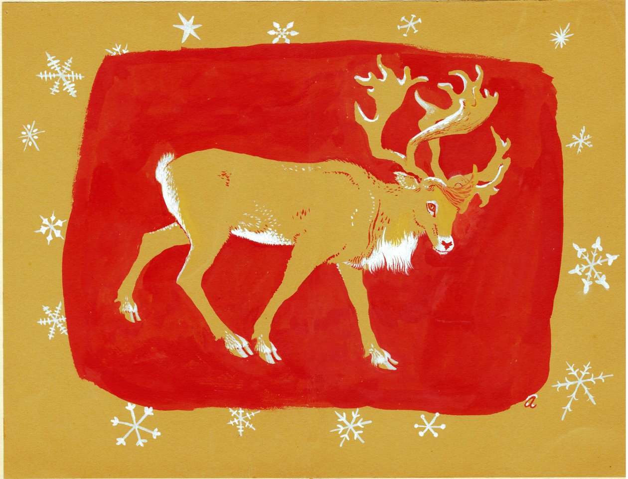 Renar, 1960-tal (gouache på färgat kort) av George Adamson