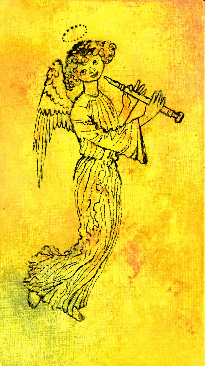 The Golden Angel, 1970-talet (indisk bläck på genomskinlighet över gouache på gessoed hardboard) av George Adamson