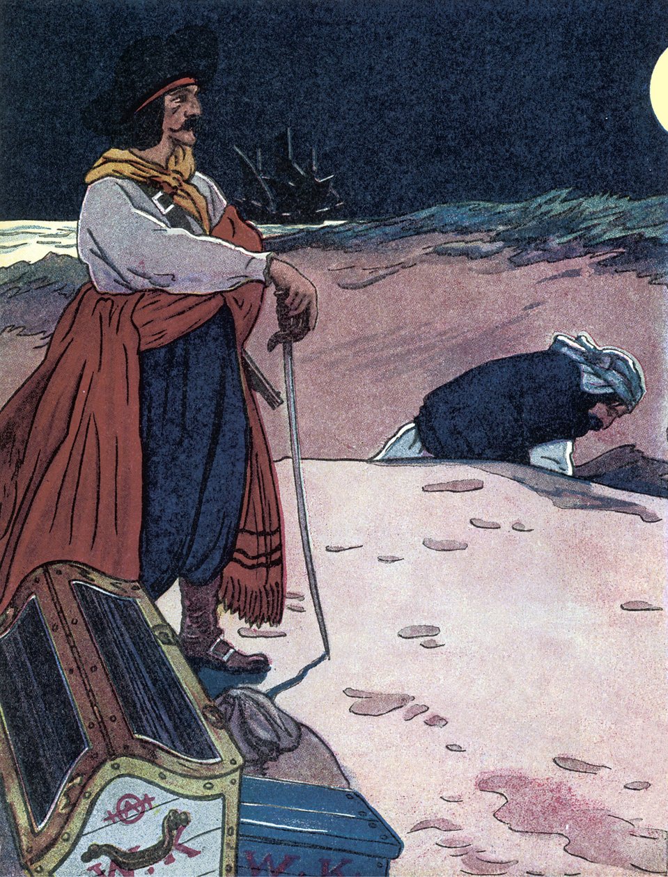 Skatten är begravd Illustration från "The boys book of pirates" av George Albert Williams (1875-1932) 1914 av George Alfred Williams