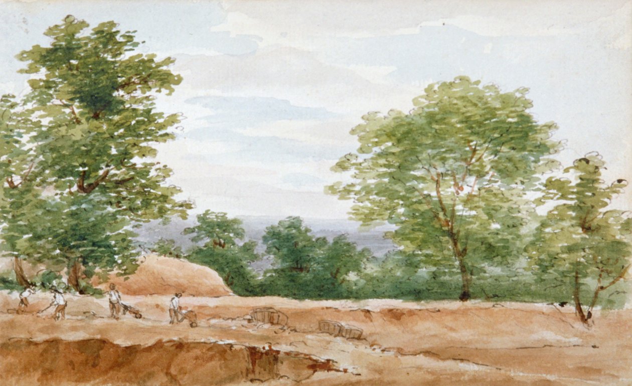 Utsikt från utgrävningarna av Highgate Tunnel, London, 1812 av George Arnald