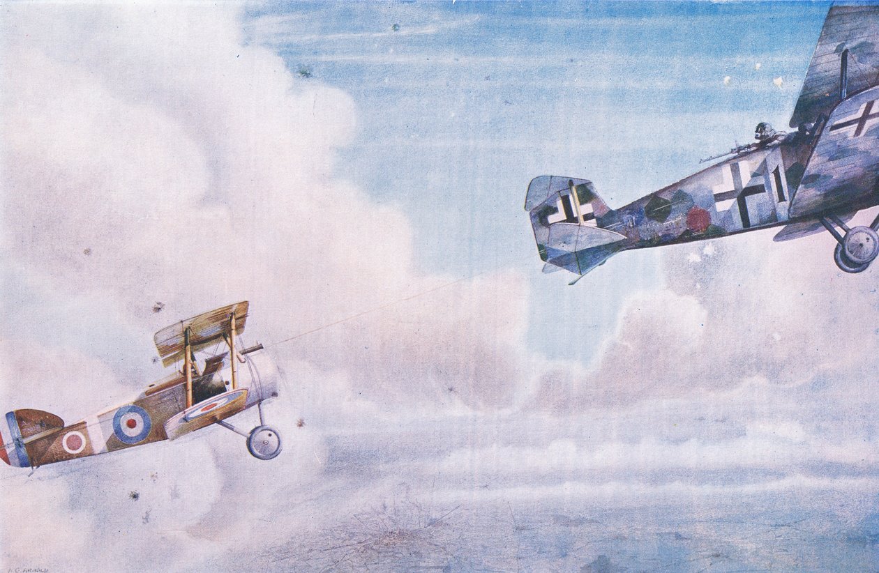 An Aerial duel: The Blind Spot, från Cassells History of the British People publicerad av Waverley Book Company Limited, ca 1940 av George Arnold