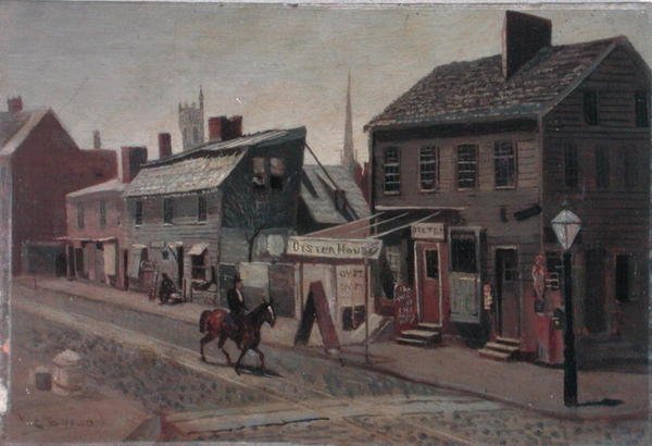 S.W. Hörn av 13th and Race Street, ca 1875 (olja ombord) av George Bacon Wood