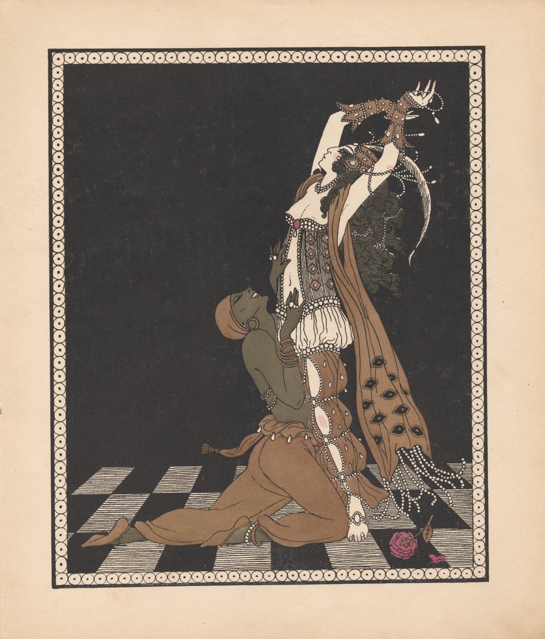 Ida Rubinstein och Vaslav Nijinsky i baletten Scheharazade av George Barbier