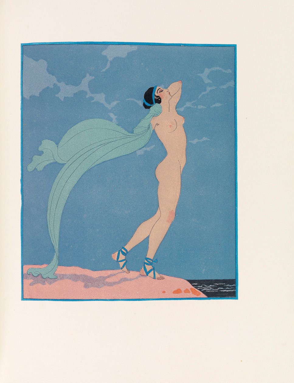 Illustration för Les Chansons de Bilitis The Songs of Bilitis av Pierre Louÿs, 1922. av George Barbier