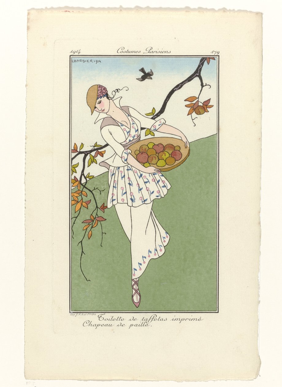 Journal des Dames et des Modes, Costumes Parisiens, 1914, nr 179: Toaletter i taft (...) av George Barbier