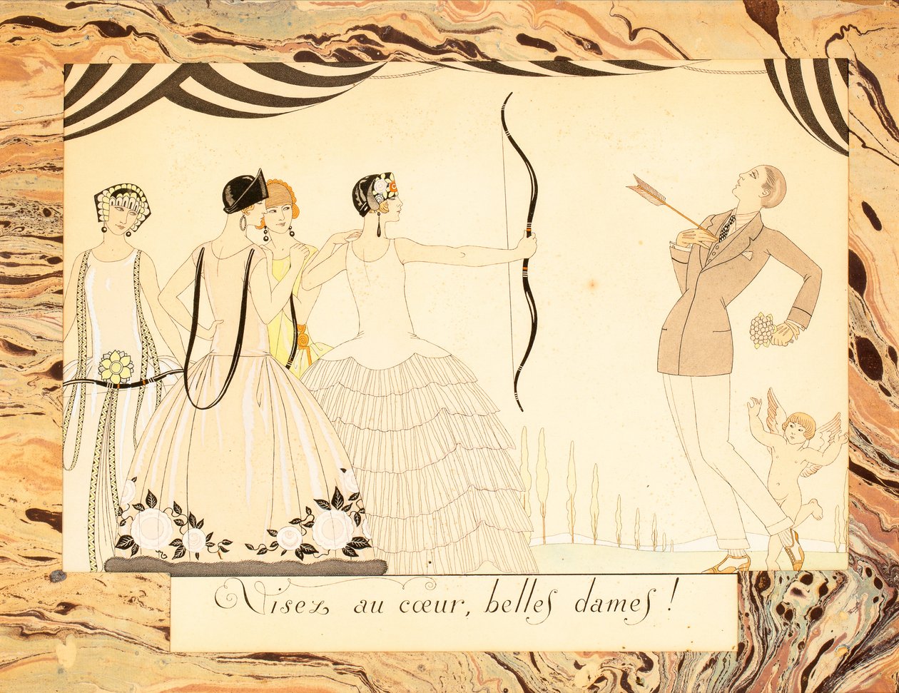 Sikta på hjärtat, vackra damer! Från Le Bonheur du Jour eller, Les Graces à la Mode, 1924. av George Barbier