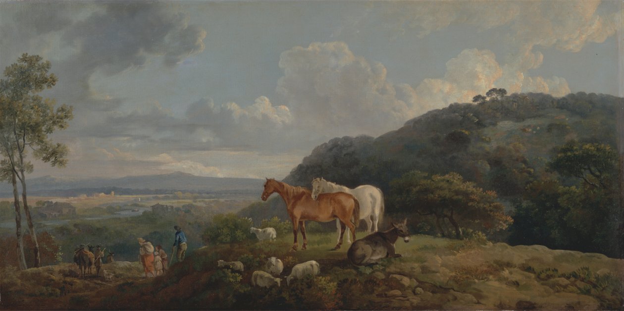 午前：牝馬と羊のいる風景 av George Barret