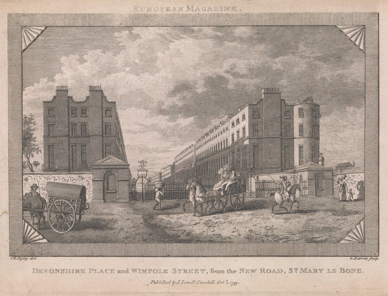 Devonshire Place och Wimpole Street ... av George Barret Jr.