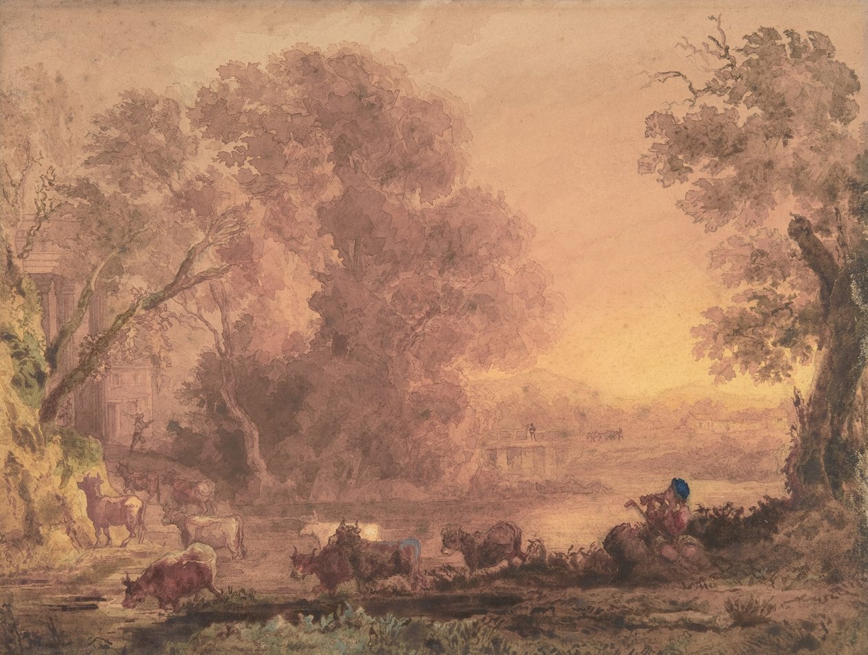 Arkadiskt landskap, 1820-42. av George Barret the Younger