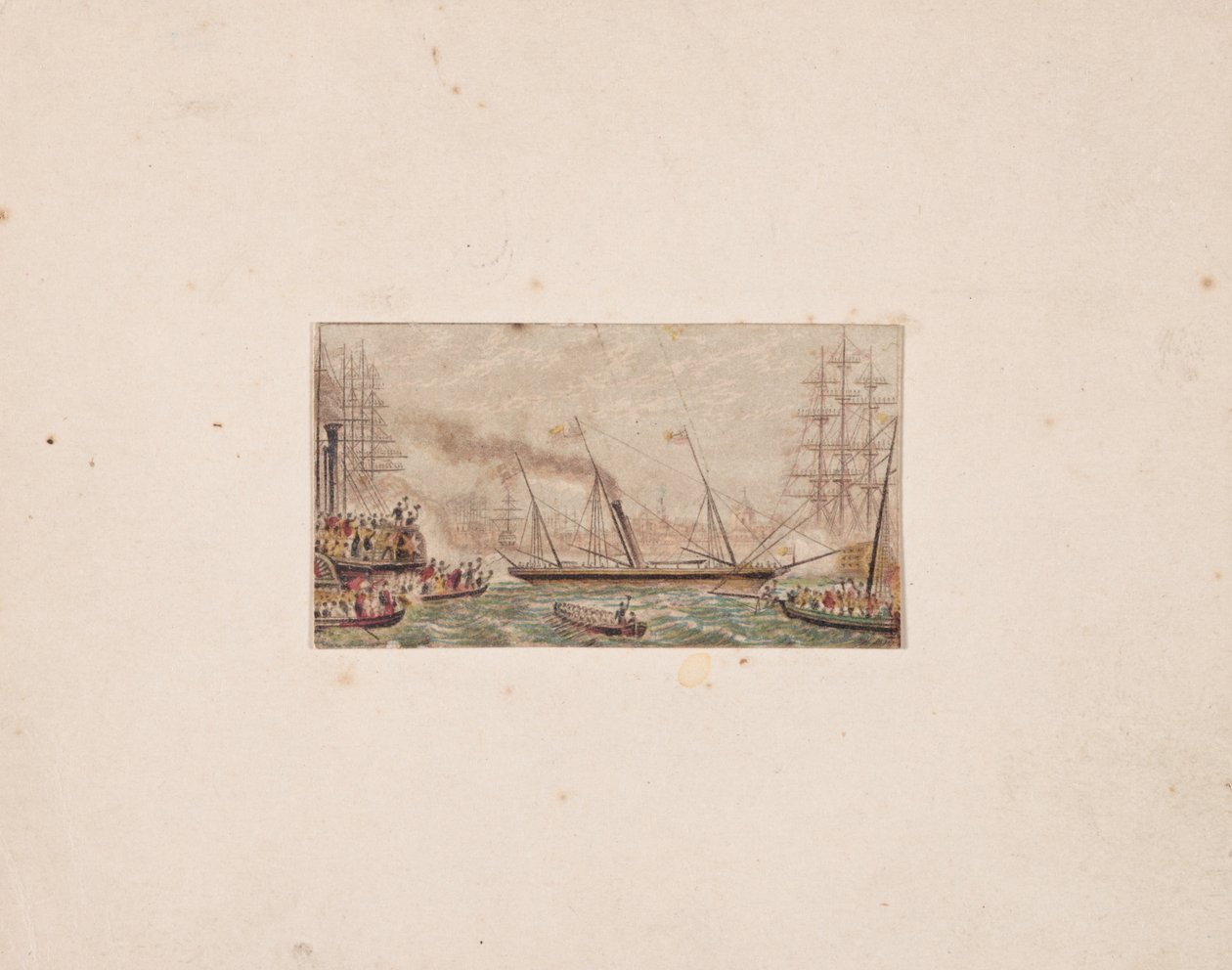 Nålboxtryck: The Royal Fleet in Kilkenny Bay (?) av George Baxter