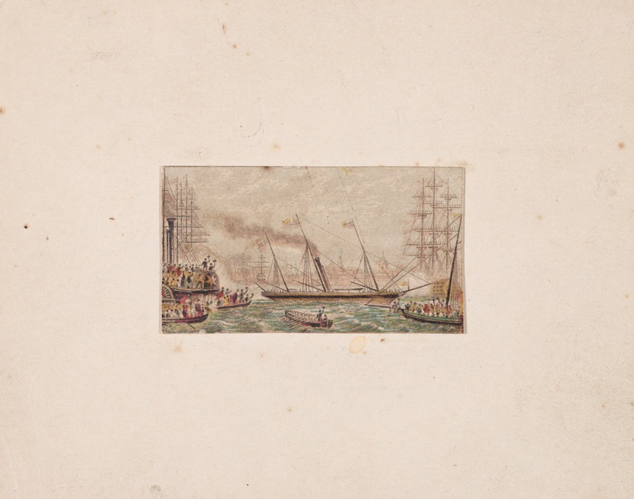 Nålboxtryck: The Royal Fleet in Kilkenny Bay, 1850. av George Baxter