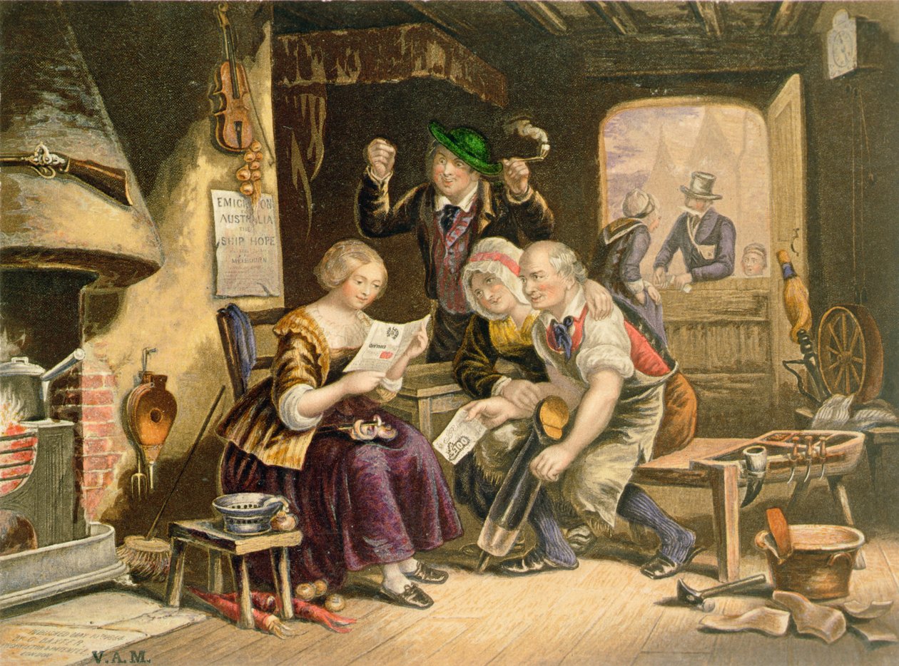 Nyheter hemifrån, 1854 av George Baxter