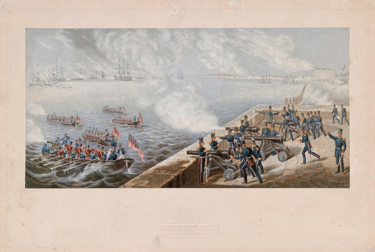 Inspektion av den brittiska flottan etc., Portsmouth av George Baxter