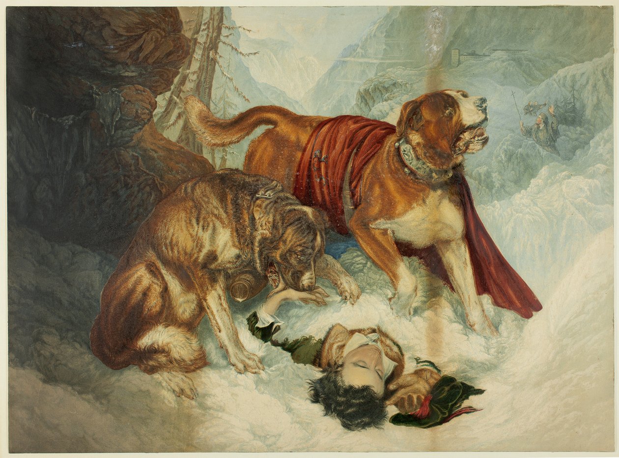 Hundarna i St. Bernard av George Baxter