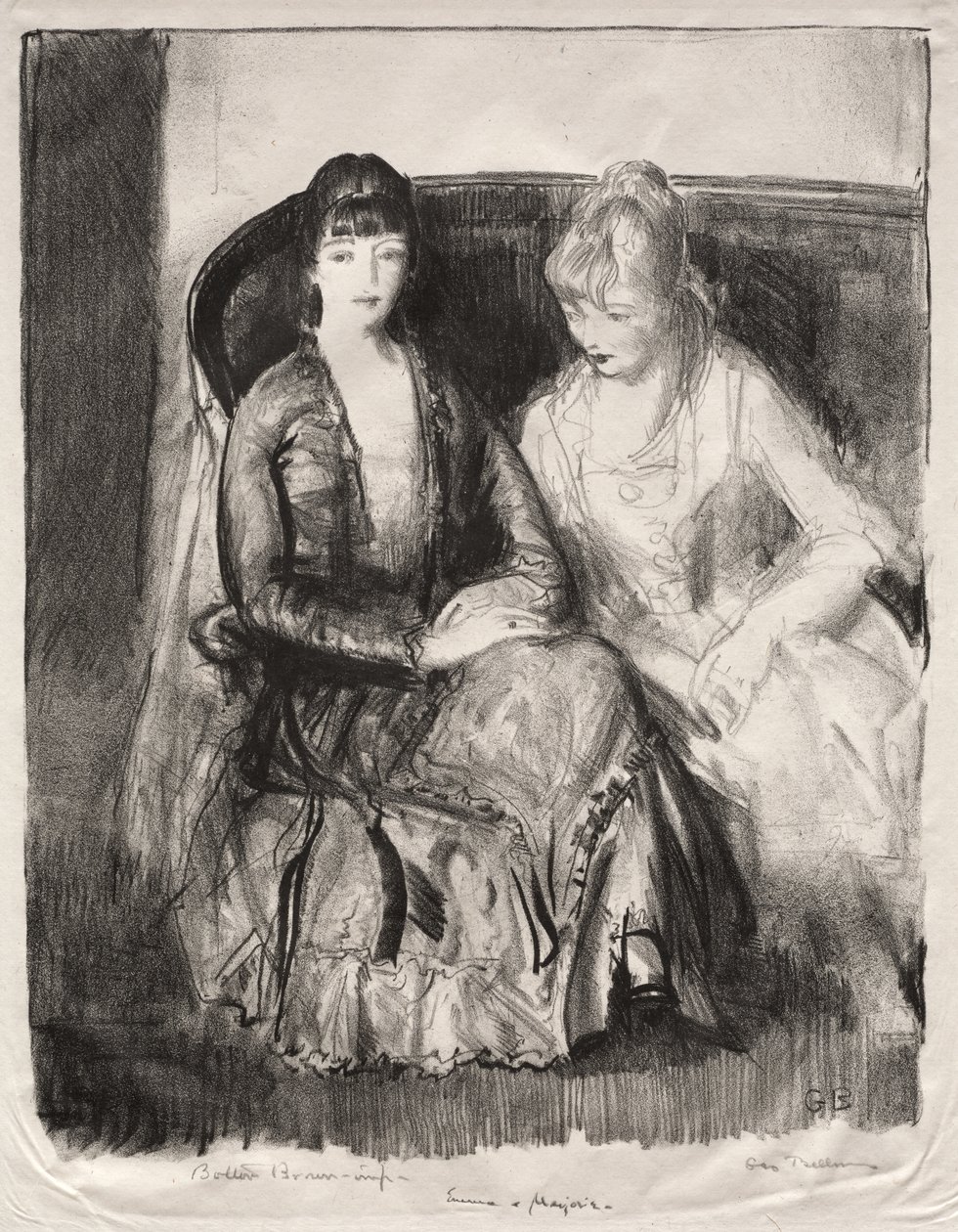 Emma och Marjorie på en soffa av George Bellows