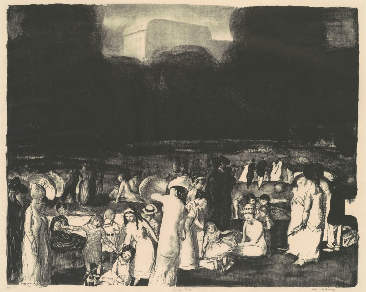 I parken, mörkt av George Bellows