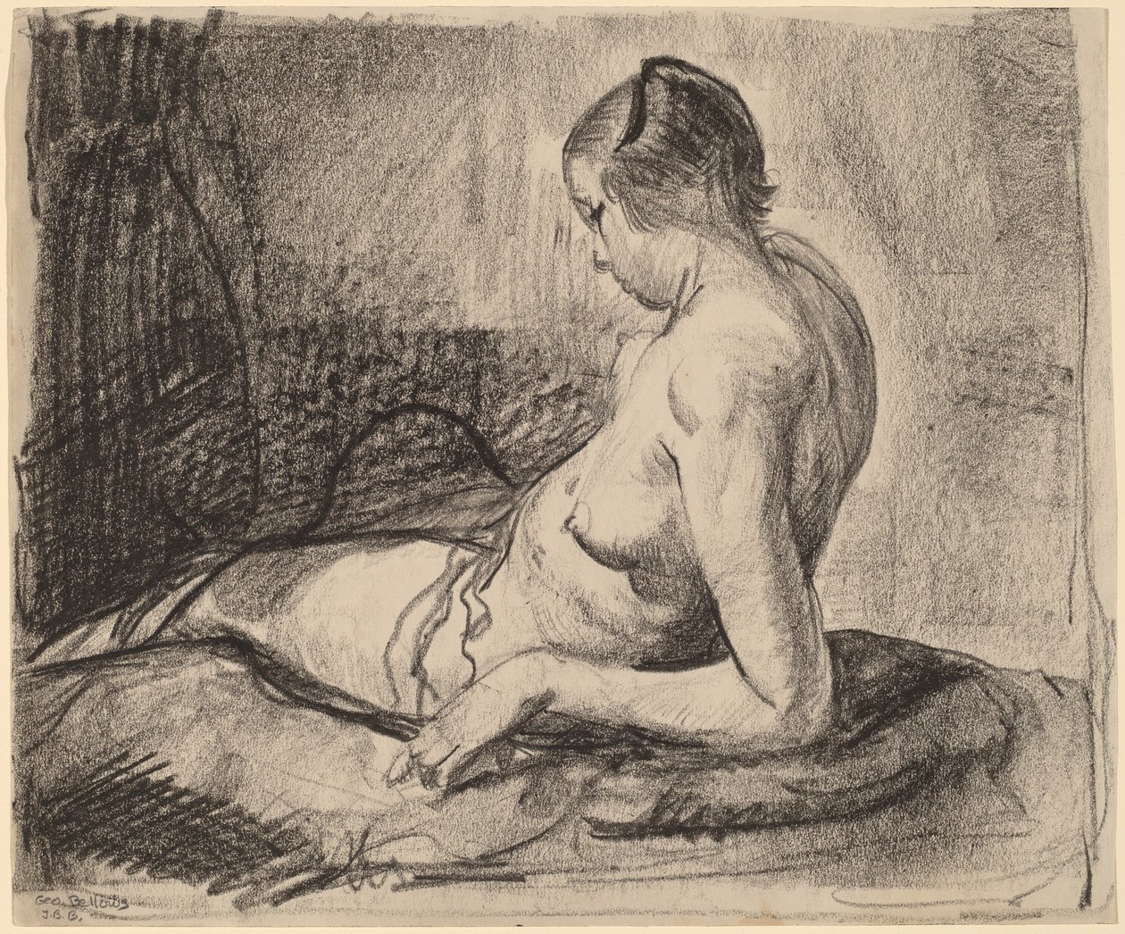 Naken flicka liggande av George Bellows