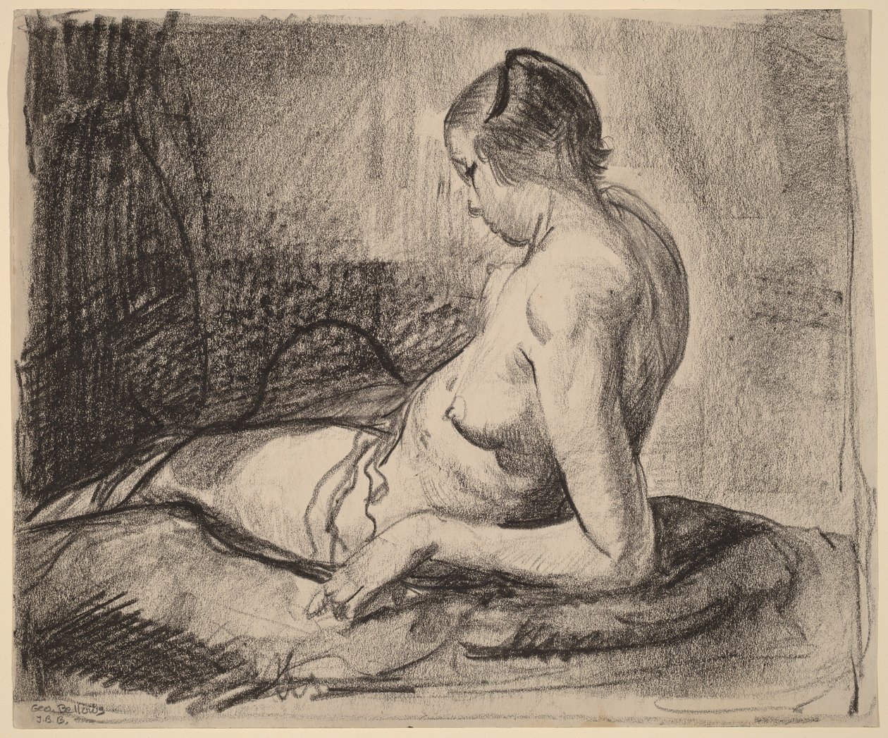 Liggande nakenflicka av George Bellows