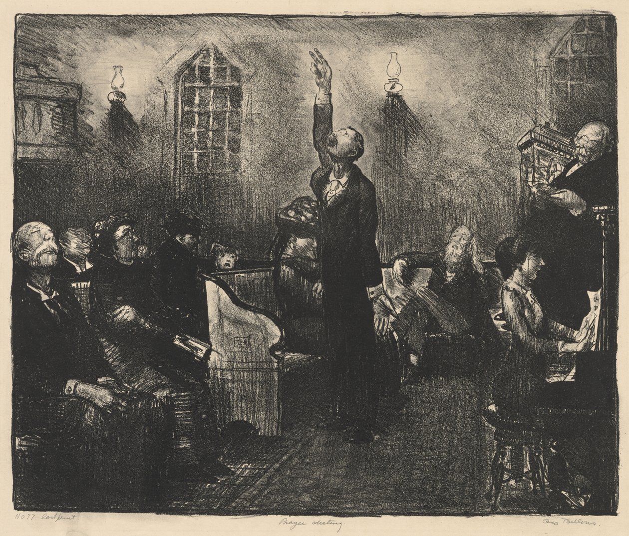 Bönemöte, Första stenen av George Bellows