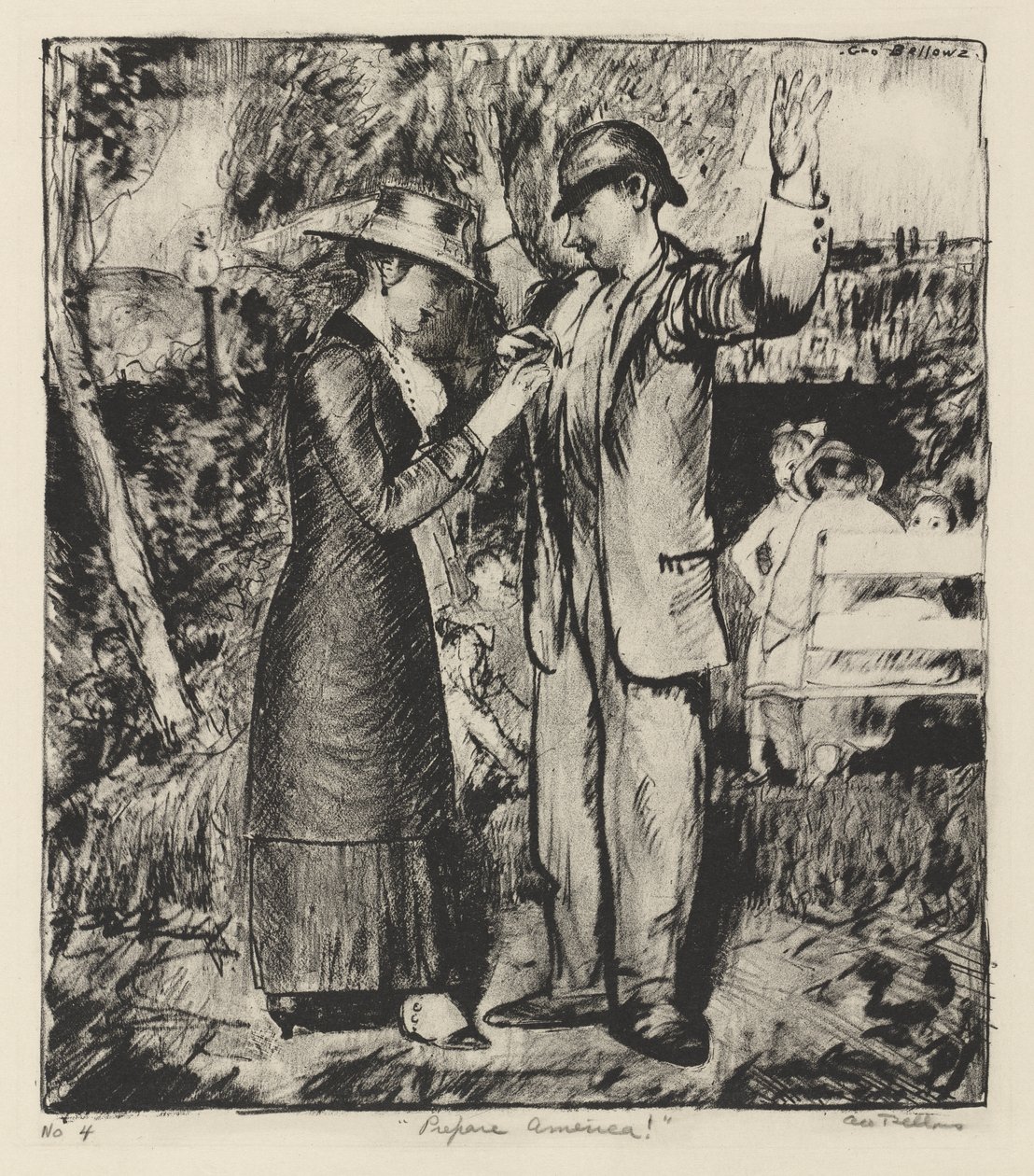 "Gör er redo, Amerika!" av George Bellows