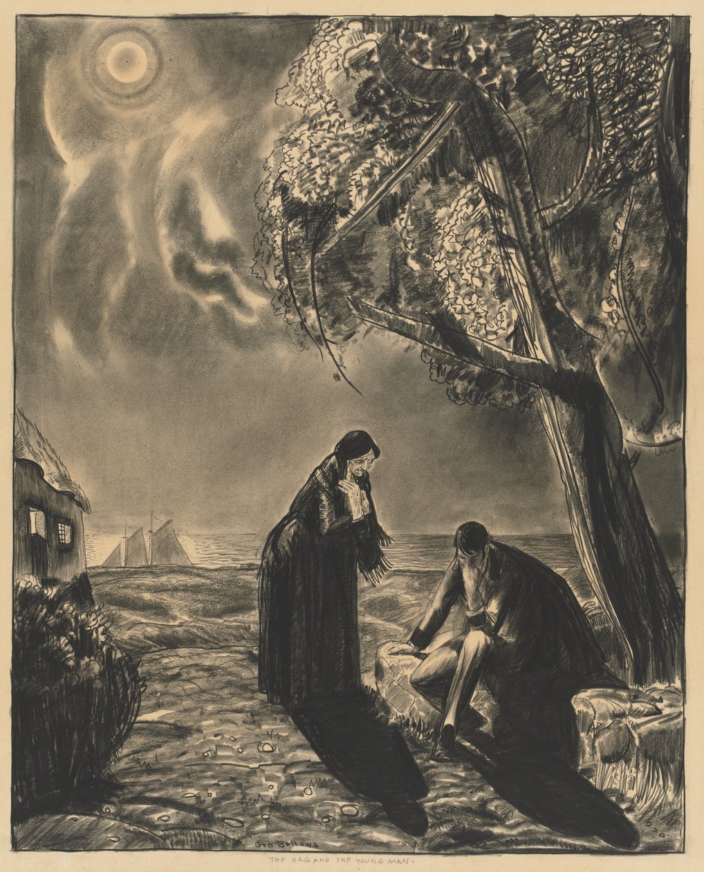 Hagen och den unge mannen av George Bellows