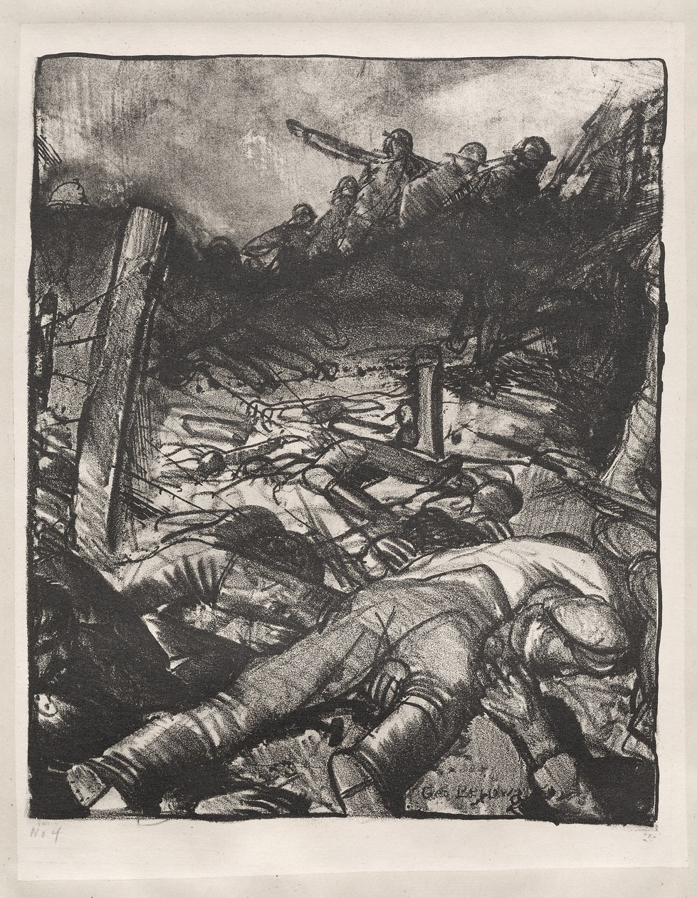 Krigsserie: Anfallet, vänster detalj av George Bellows
