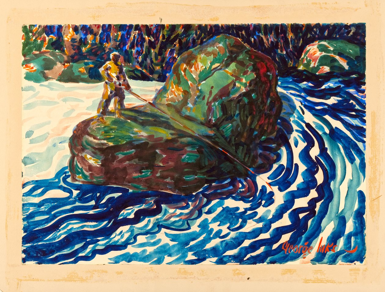 Guidefiske (akvarell på papper) av George Benjamin Luks