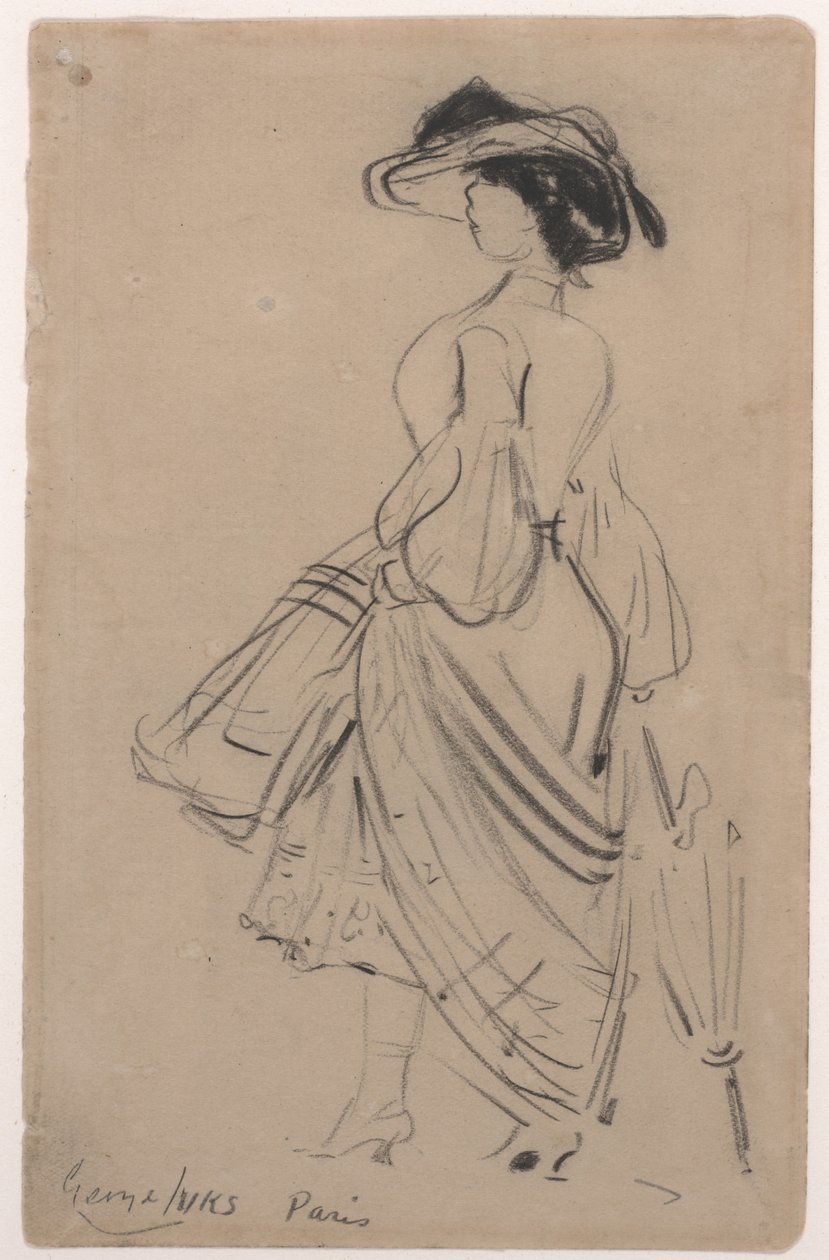 Lady of Fashion (kol på papper) av George Benjamin Luks