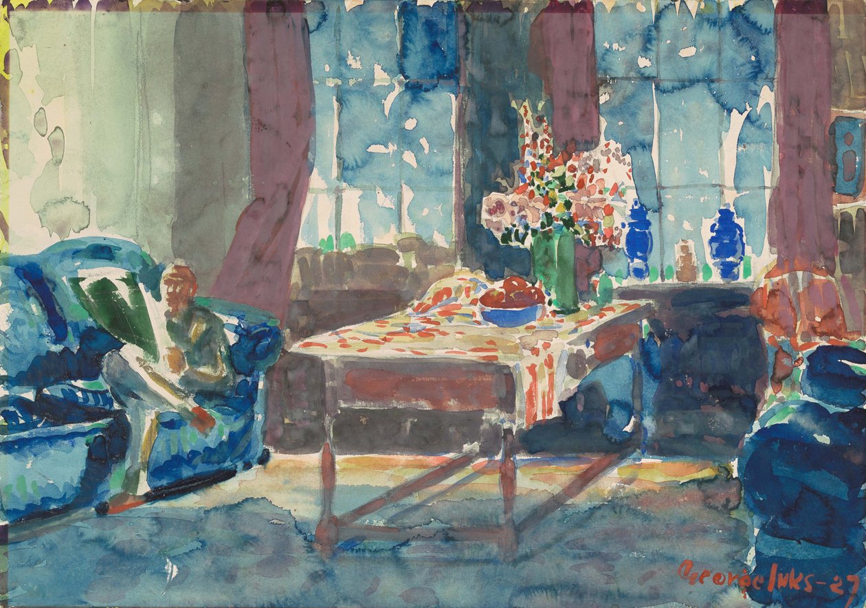 Självporträtt: Interiör av min lägenhet i New York av George Benjamin Luks