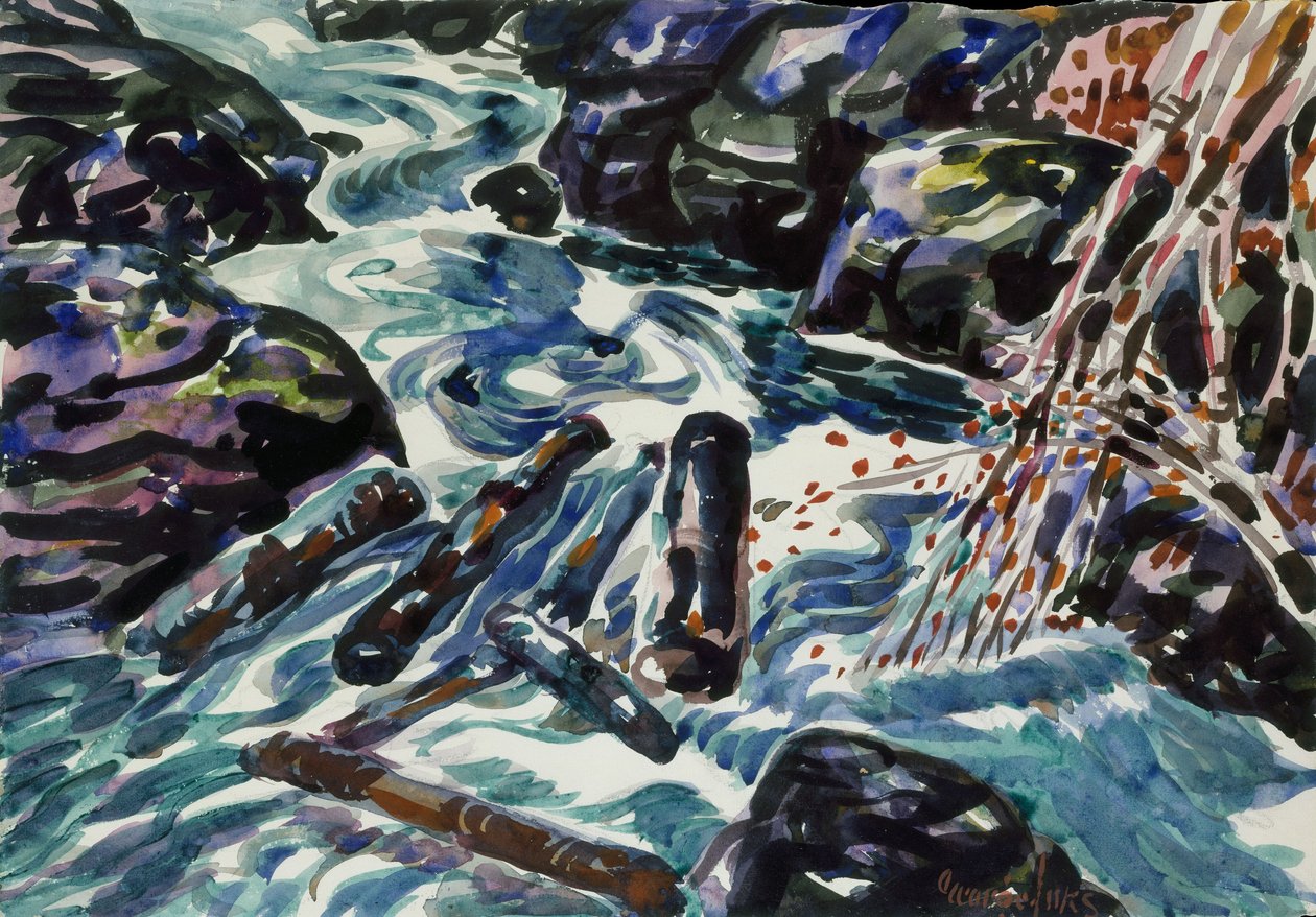 The Brook, Nova Scotia (akvarell och penna på papper) av George Benjamin Luks