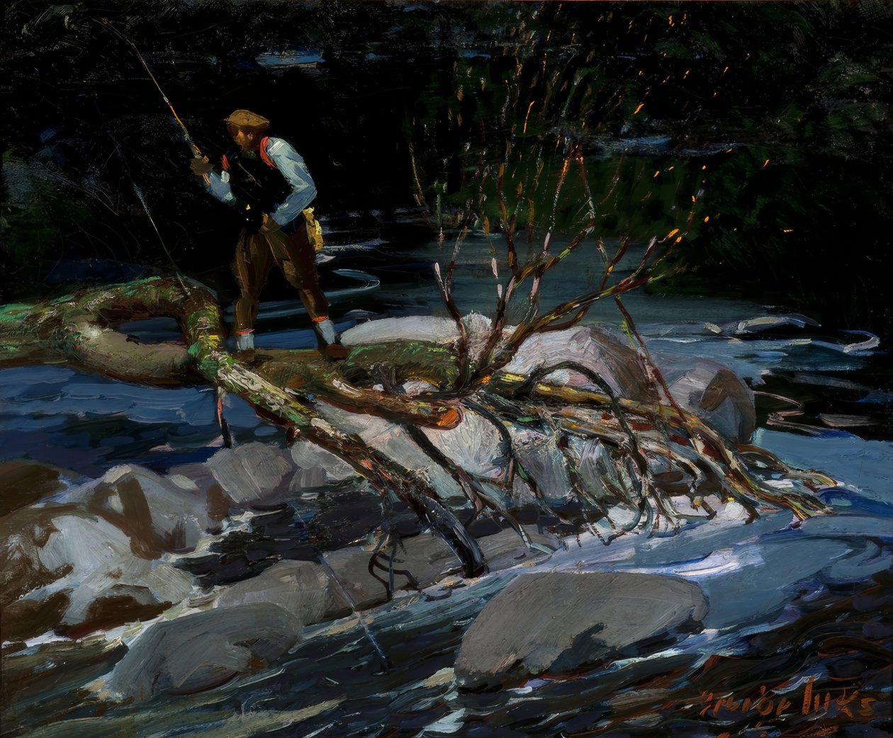 Öringfiske, "The Screecher", Lake Rossignol, Nova Scotia av George Benjamin Luks