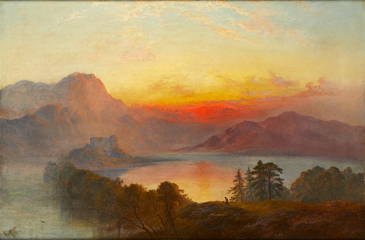 Dunstaffnage Castle (olja på duk) av George Blackie Sticks