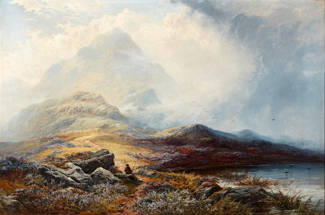 Grampian Hills Storm Clearing Off (olja på duk) av George Blackie Sticks