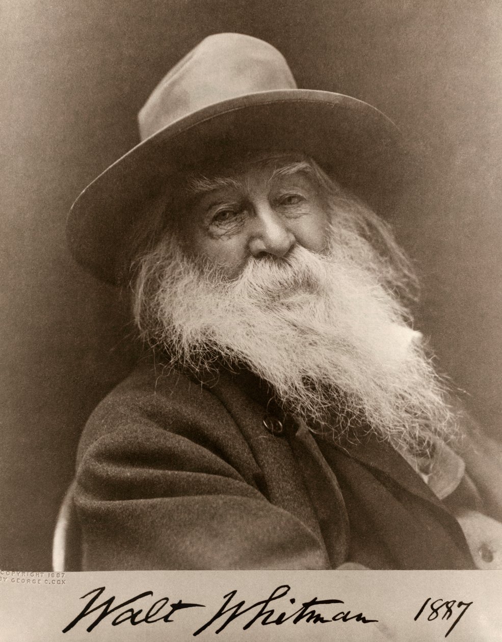 Porträtt av Walt Whitman 1887 av George C. Cox