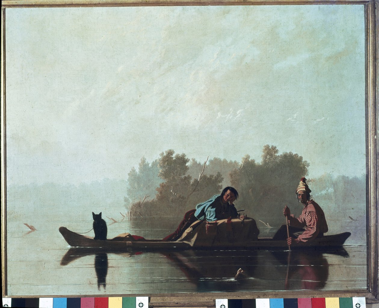 Pälshandlare på väg nedför Missourifloden av George Caleb Bingham