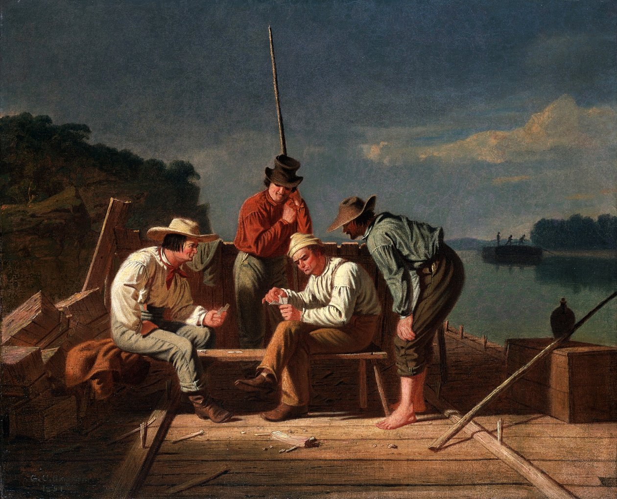 I ett dilemma, eller Mississippi Raftsmen i kortspel av George Caleb Bingham