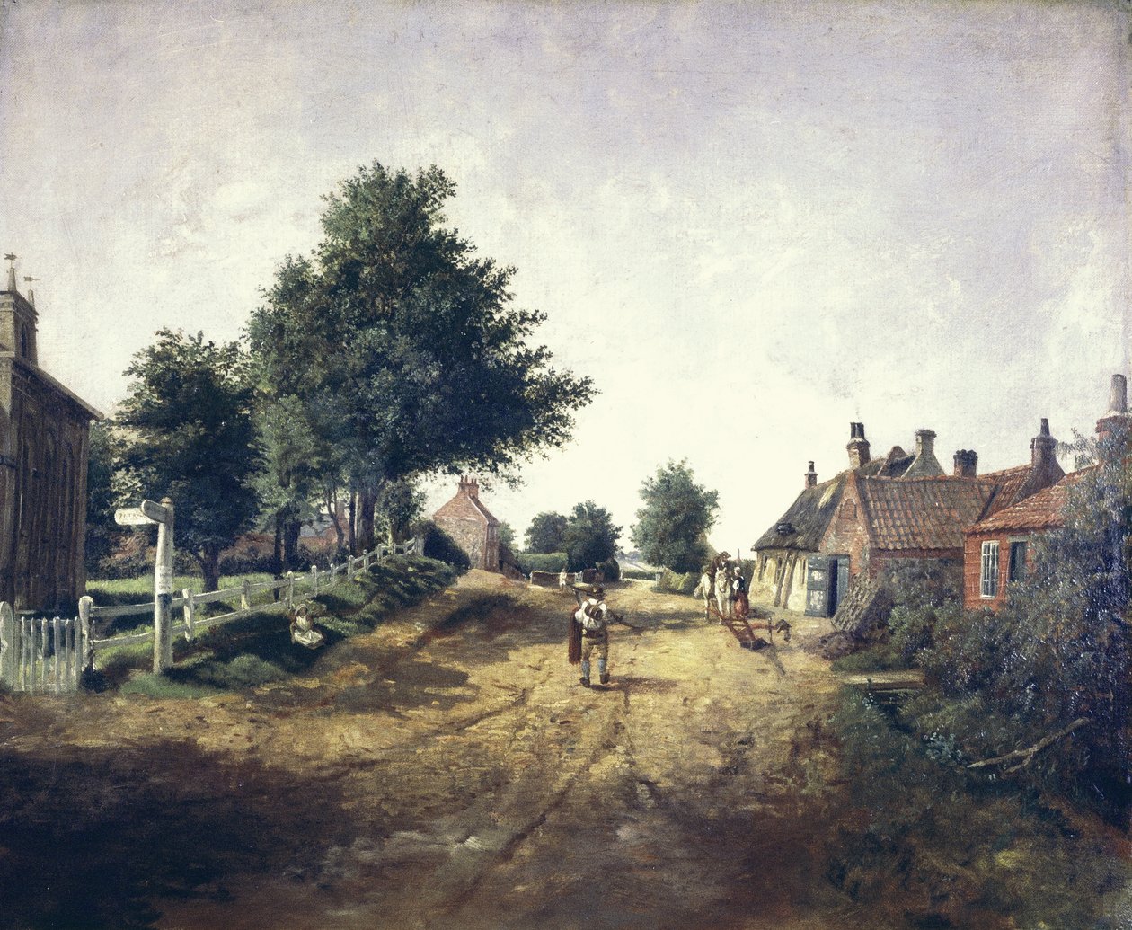 Hollym Village, Holderness, ca 1885 (olja på duk) av George Cammidge