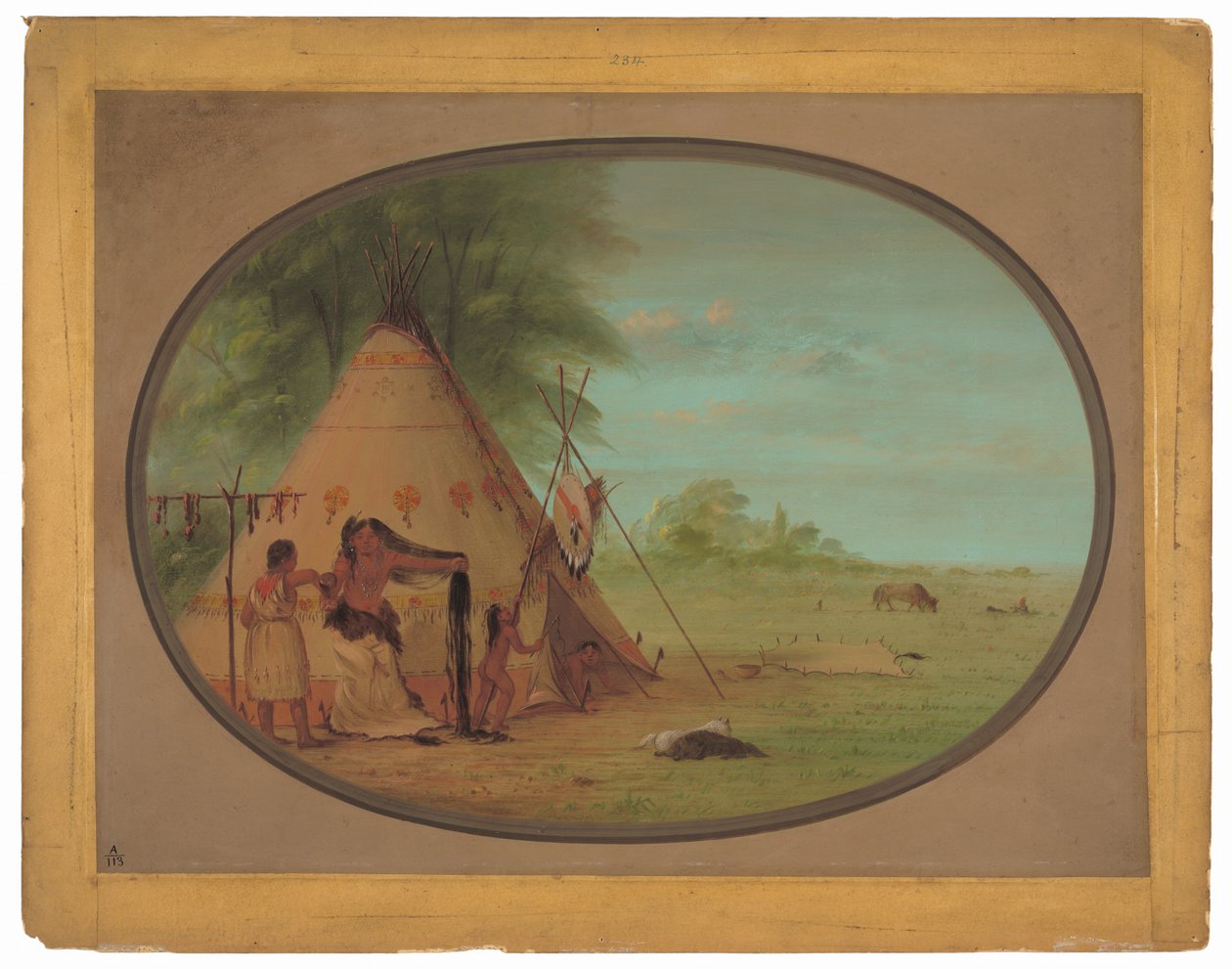 En kråkchef på hans toalett av George Catlin