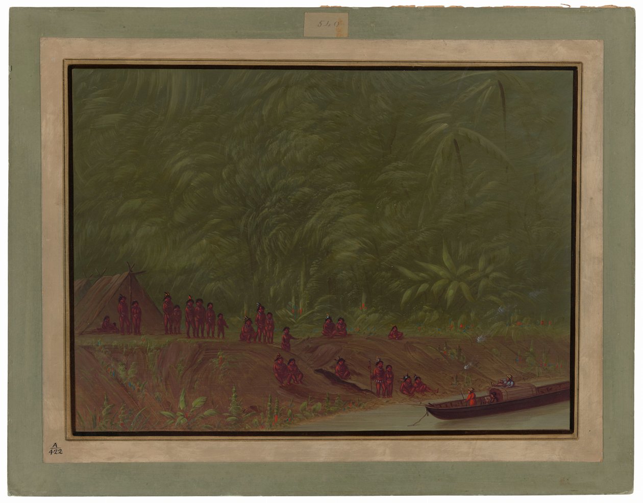 A Mura Encampment - Båtskiss av George Catlin