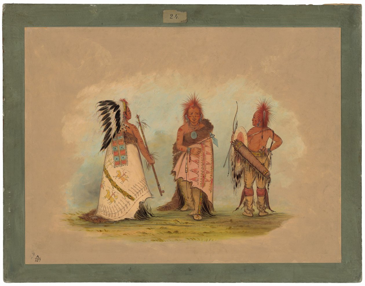 En Pawnee Chief med två krigare av George Catlin