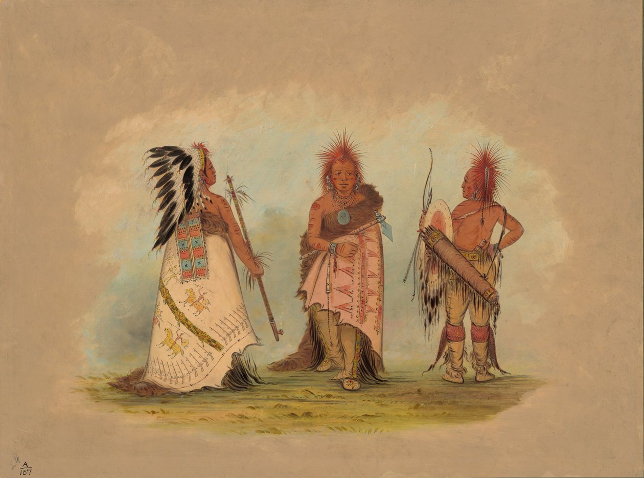 En Pawnee-hövding med två krigare, 18611869. av George Catlin
