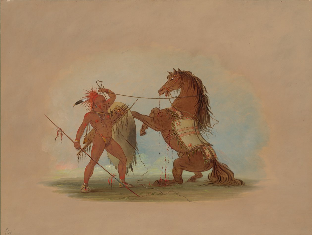 En Pawnee-krigare som offrar sin favorithäst, 18611869. av George Catlin